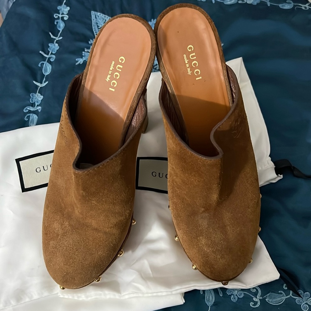 Gucci brown mule clogs  platforms